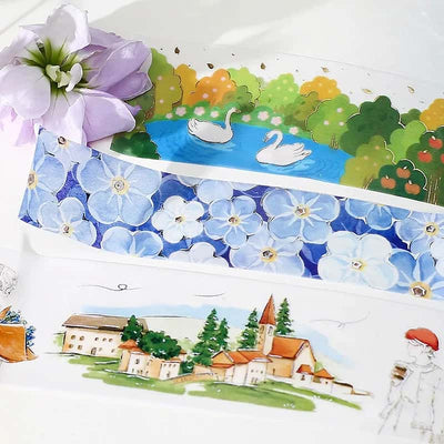 BGM - Washi Tape 20 mm Foil Stamping - Flores Azules