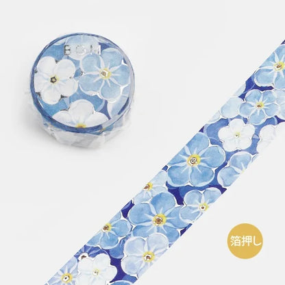 BGM - Washi Tape 20 mm Foil Stamping - Flores Azules