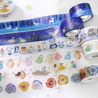 BGM - Washi Tape 20 mm Foil Stamping - Pansy bookmark