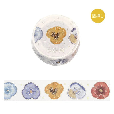 BGM - Washi Tape 20 mm Foil Stamping - Pansy bookmark