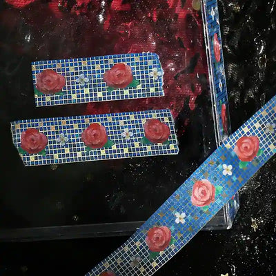 BGM - Washi Tape 15 mm Foil Stamping - Azulejos con Rosa