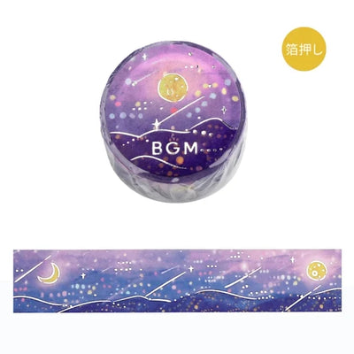 BGM - Washi Tape 20 mm Foil Stamping - Noche con Estrellas