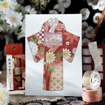 BGM - Set 3 Washi Tape Foil Stamping - Benihana - Kimono Coloring