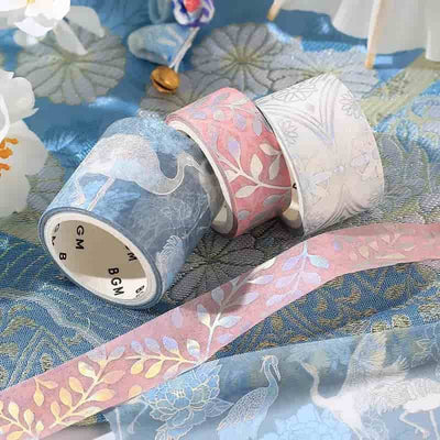 BGM - Set 3 Washi Tape Foil Stamping - Light Indigo - Kimono Coloring