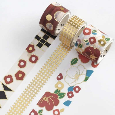 BGM - Set 3 Washi Tape Foil Stamping - Camelia Color - Kimono Coloring