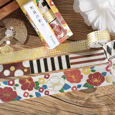 BGM - Set 3 Washi Tape Foil Stamping - Camelia Color - Kimono Coloring