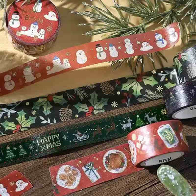 BGM - Washi Tape 15 mm Foil Stamping - Snowmen - Xmas Limited