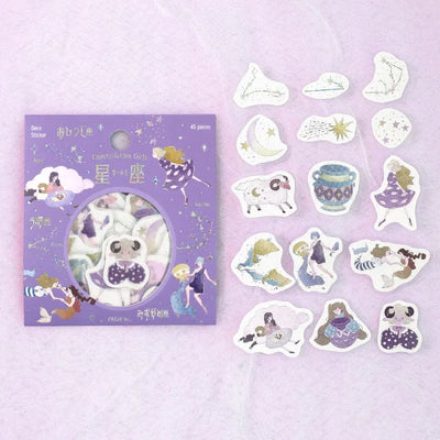 BGM - Pegatinas sueltas 45 ud - Acuario Piscis Aries - Constellation Girls