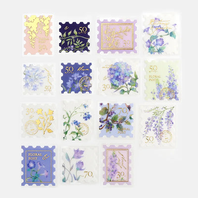 BGM - Pegatinas sueltas Sellos Plantas 45 ud - Azul