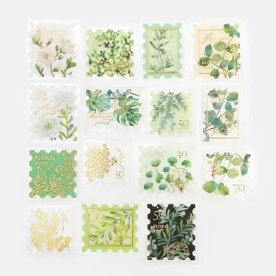 BGM - Pegatinas sueltas Sellos Plantas 45 ud - Verde