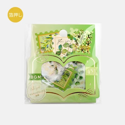 BGM - Pegatinas sueltas Sellos Plantas 45 ud - Verde
