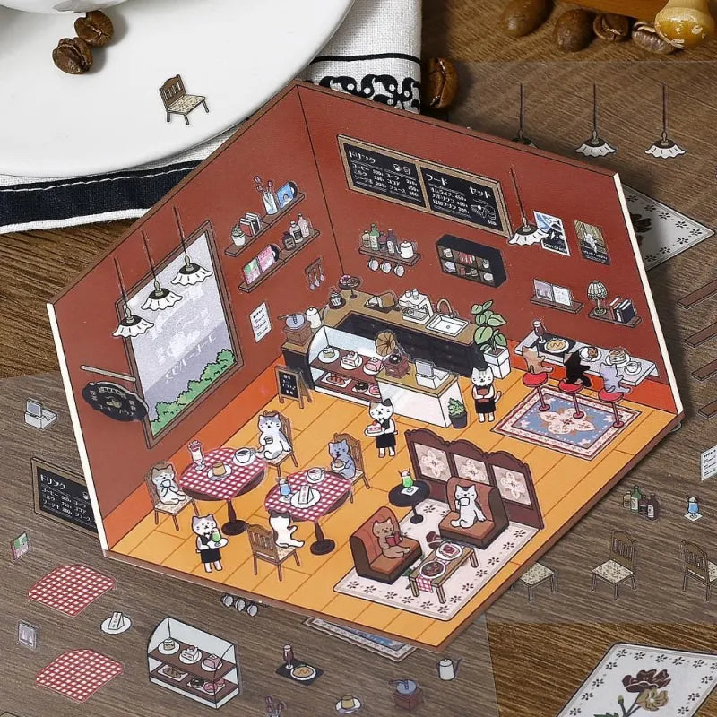 BGM - Pegatinas Diorama 2.5D - Junshocha - Cafetería