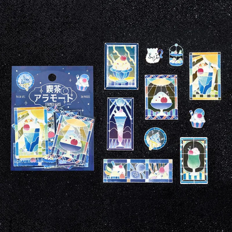 BGM - Pegatinas sueltas 45 ud - Cafe a la mode Vitral - Blue