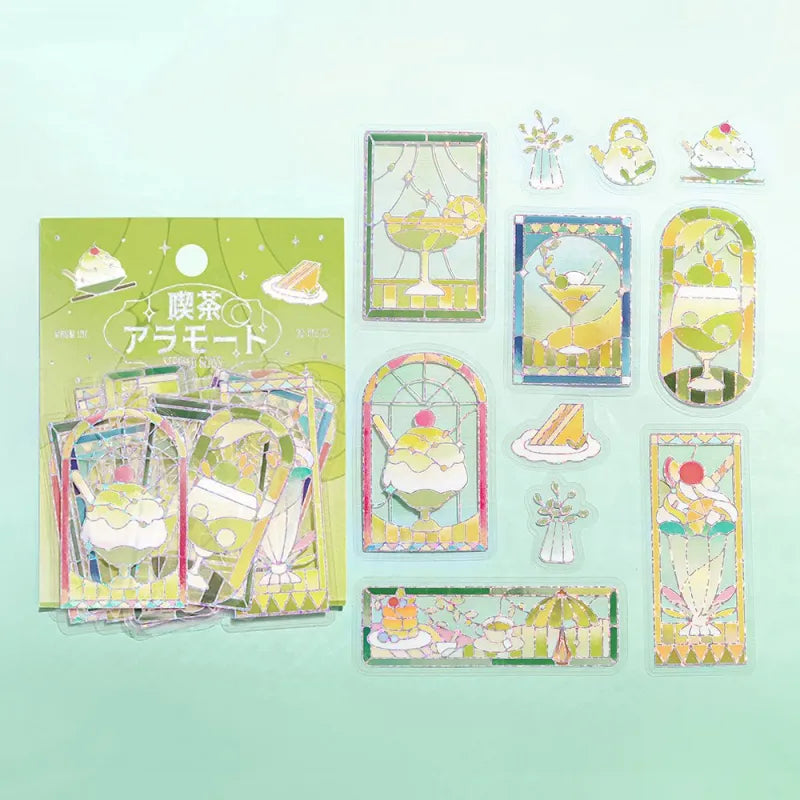 BGM - Pegatinas sueltas 45 ud - Cafe a la mode Vitral - Green