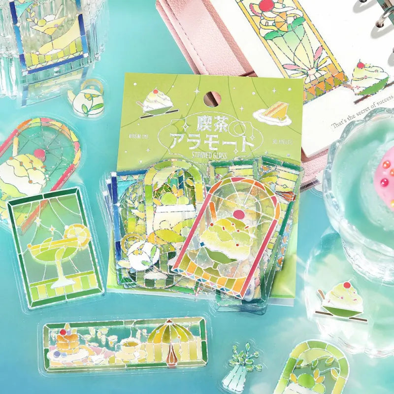 BGM - Pegatinas sueltas 45 ud - Cafe a la mode Vitral - Green