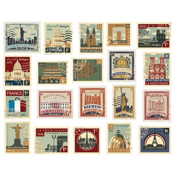 Mr Paper - Pegatinas Bronzing Sticker 40 Ud - Sellos Ciudades