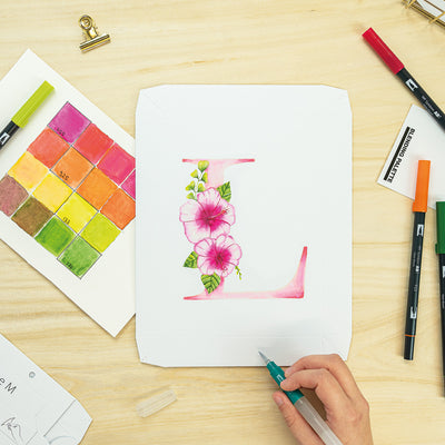 Tombow - Set Lienzo Acuarela - Letras florales