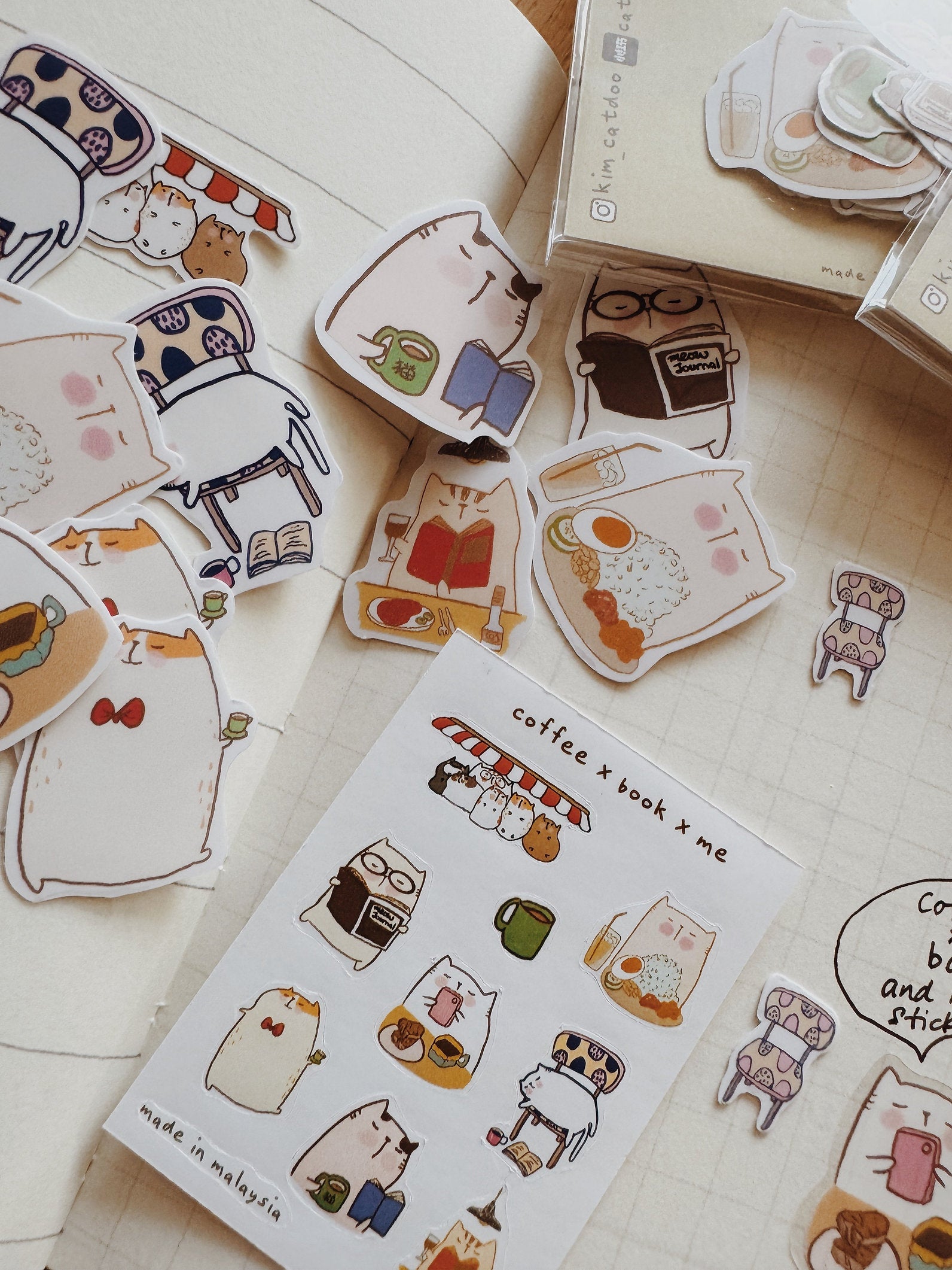 CatDoo - Pegatinas Die Cut - Coffee x Book and me!