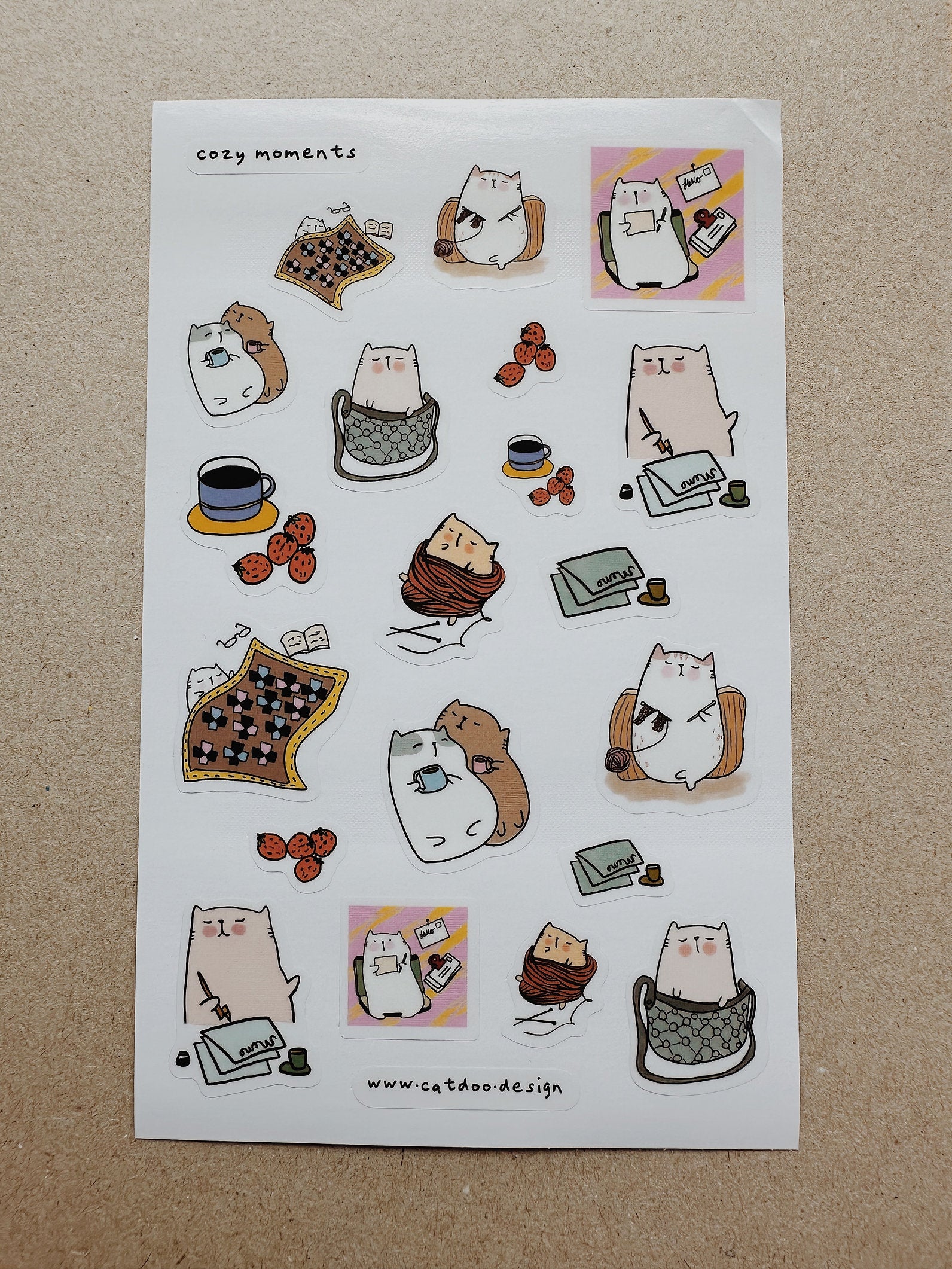 CatDoo - Hoja de Pegatinas - Cozy Moments