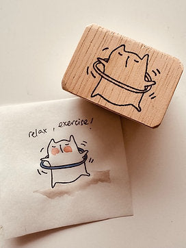 CatDoo - Sello de madera - Relax, Exercise