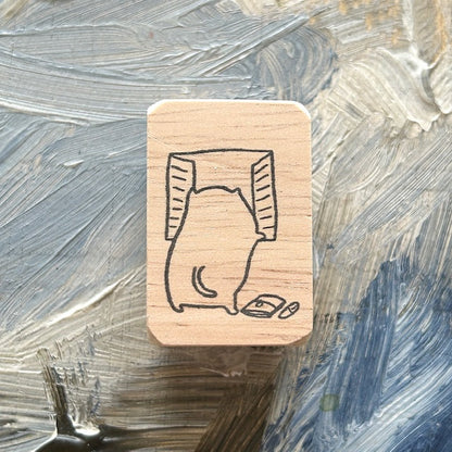 CatDoo - Sello de madera - Staring out the Window