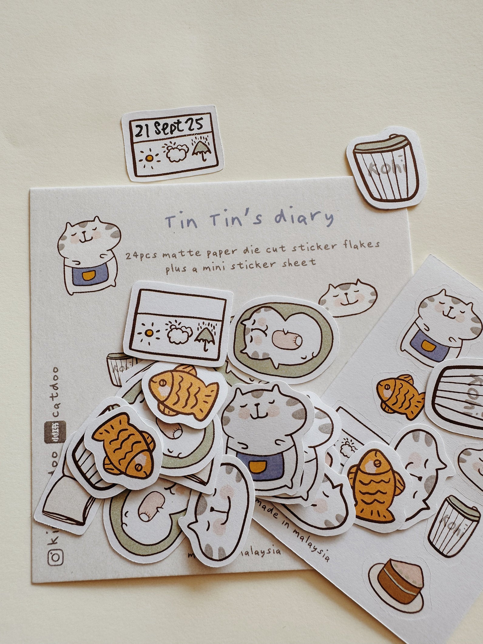 CatDoo - Pegatinas Die Cut - Tin Tin's Diary