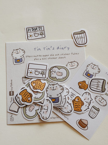 CatDoo - Pegatinas Die Cut - Tin Tin's Diary