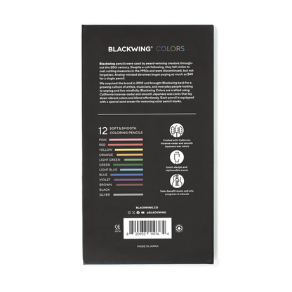 Blackwing Colors – Set de 12 colores con Goma de Borrar