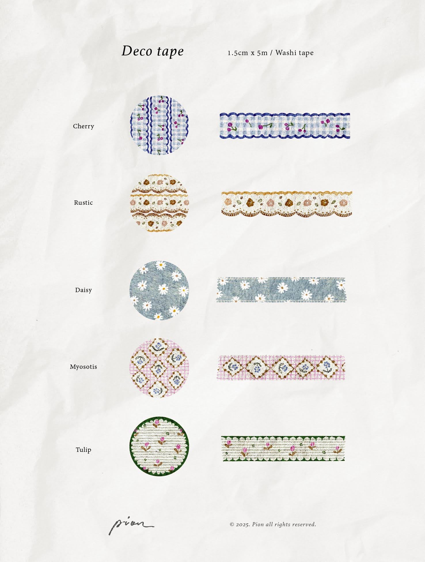 PION - Washi Tape 15 mm - Decorativo