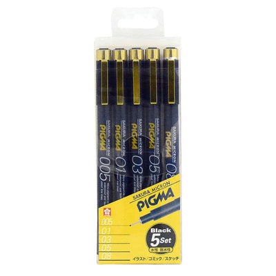 Sakura - Set 5 Rotuladores PIGMA MICRON - Negro