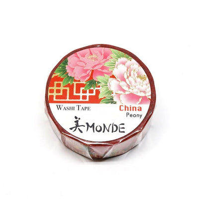 SAIEN - Washi Tape - Peony China - MONDE - 15 mm
