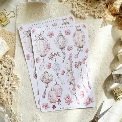 Leela Journals - Hoja de Pegatinas - Sakura Lanterns