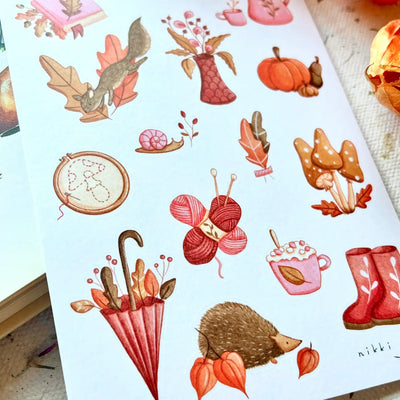 Nikki Dotti - Hoja Pegatinas Adhesivas - Cozy Autumn