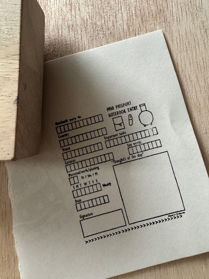 CatDoo - Sello de madera - Notebook Entry Passport Stamp