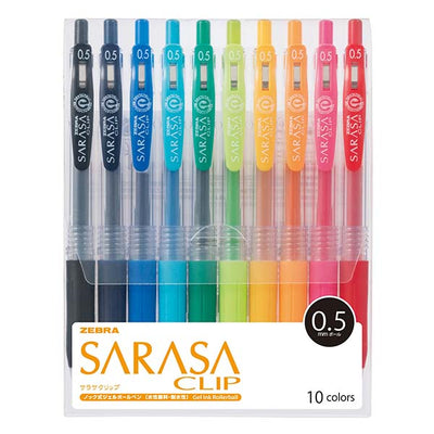 Zebra - Set 10 Bolígrafos 0.5mm SARASA Clip