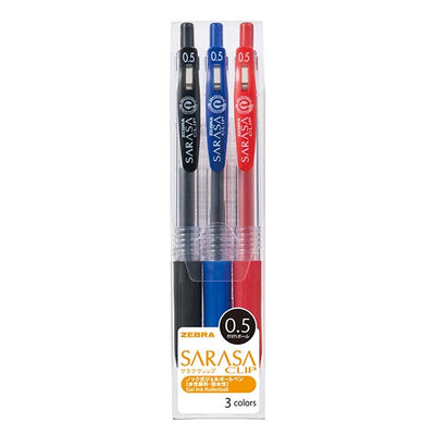 Zebra - Set 3 Bolígrafos 0.5mm SARASA Clip