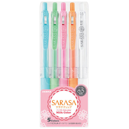 Zebra - Set 5 Bolígrafos 0.5mm SARASA Clip Milk