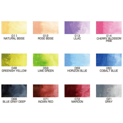 Kuretake - Set 12 Acuarelas GANSAI TAMBI - Set II