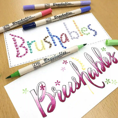 Kuretake - Set 6 Rotuladores Doble Punta Pincel - Bright - Brushables ZIG