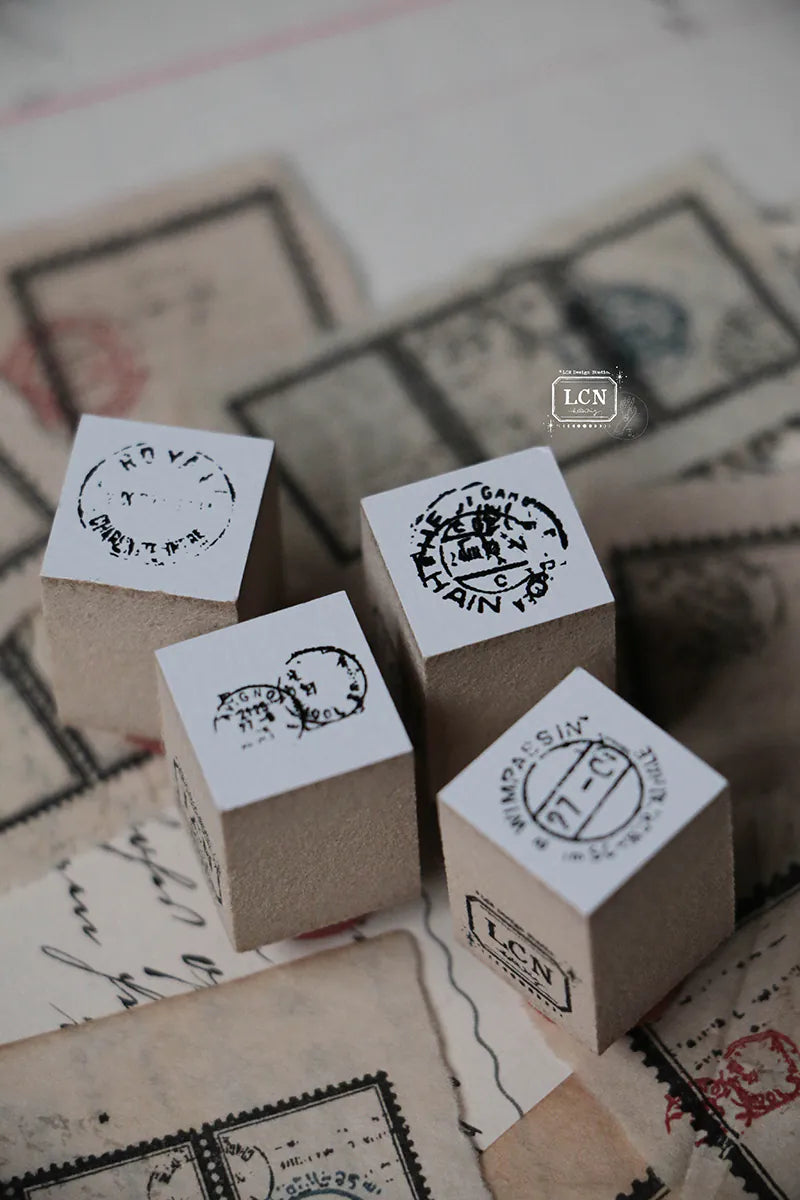LCN - Set 4 Sellos de Madera - Mini Postage Marks