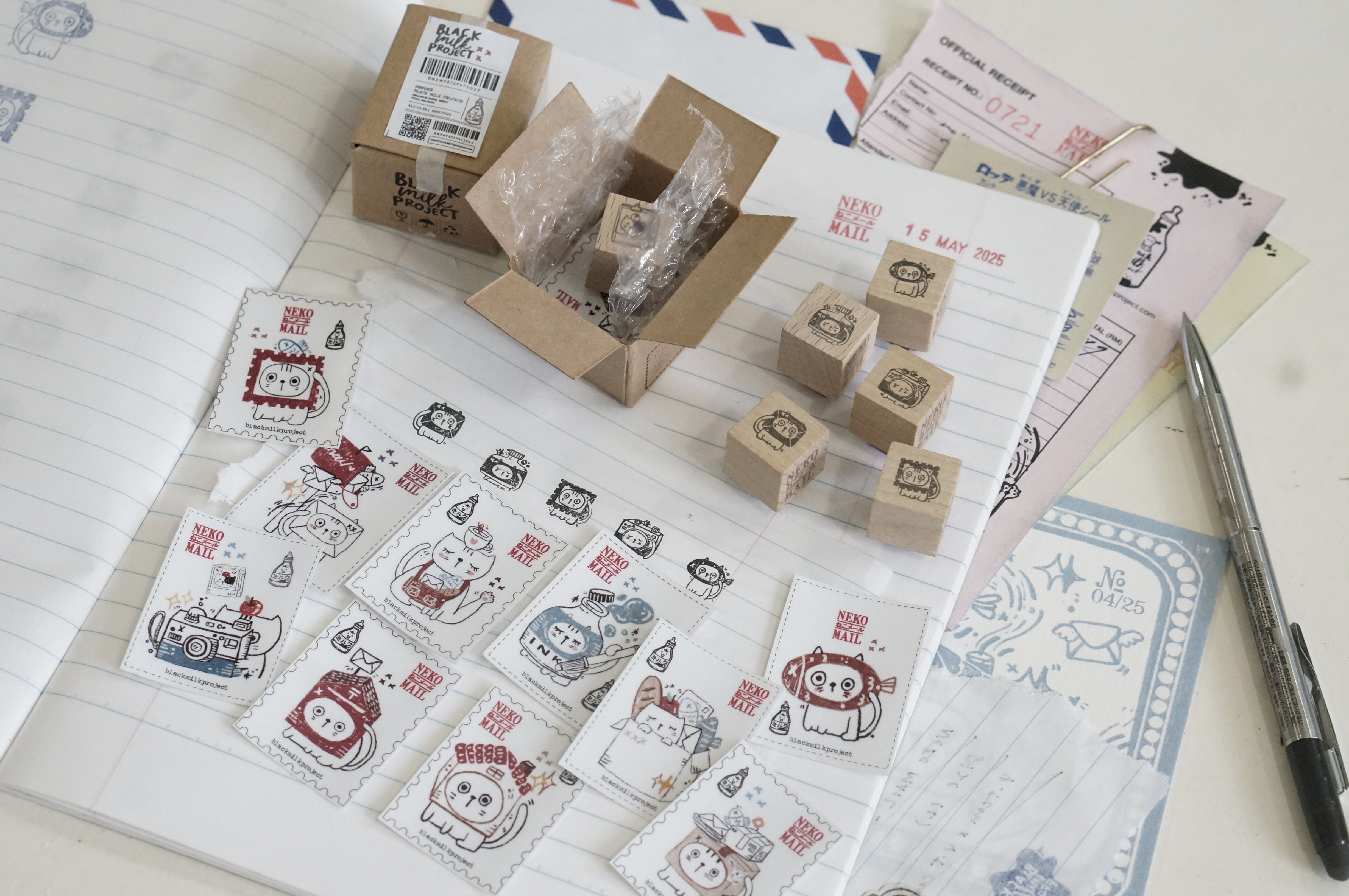 Black Milk Project - Set de 10 Pegatinas PET + Mini Sello PICTURE - Neko Mail