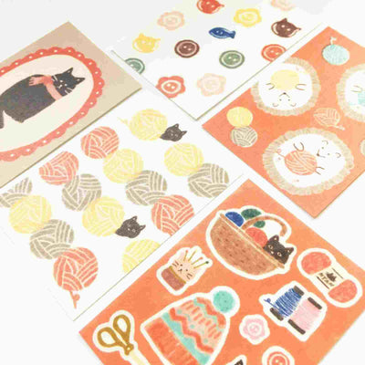 Furukawashiko - Pegatinas Gatos y Lana - 20 ud - DecoSeal