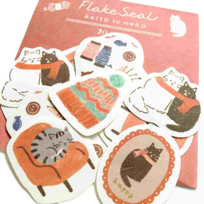 Furukawashiko - Pegatinas Gatos y Lana - 20 ud - FlakeSeal