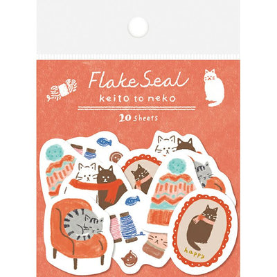 Furukawashiko - Pegatinas Gatos y Lana - 20 ud - FlakeSeal