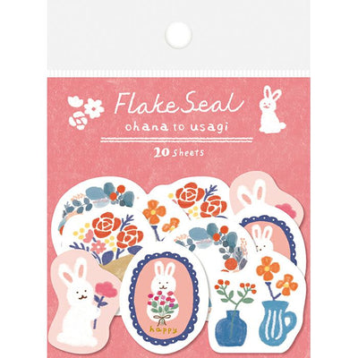 Furukawashiko - Pegatinas Flor y Conejo - 20 ud - FlakeSeal