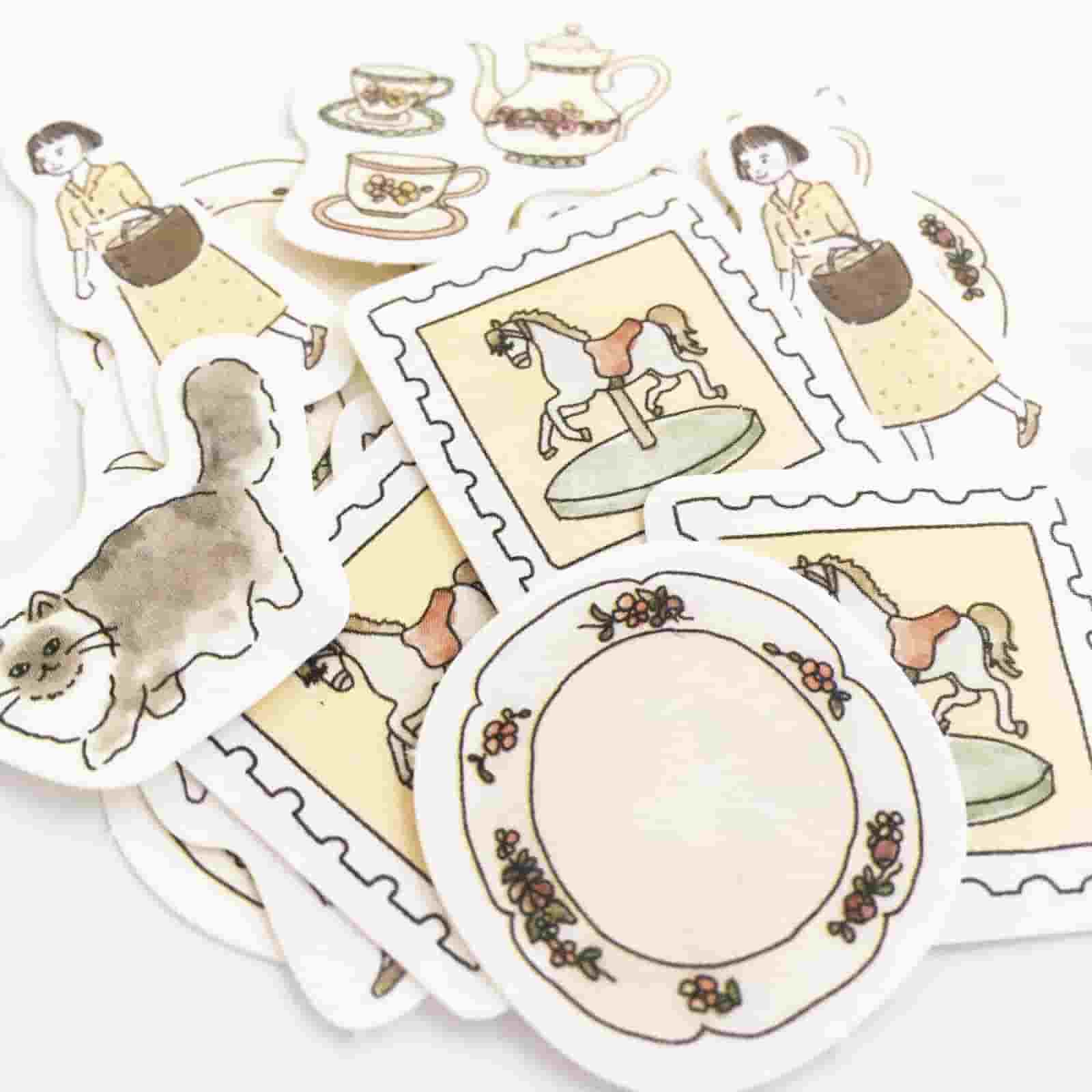 Furukawashiko - Pegatinas Antique - 20 ud - Bonjour Paris
