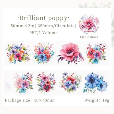 Mr Paper - Pegatinas en rollo Flores - Brilliant Poppy