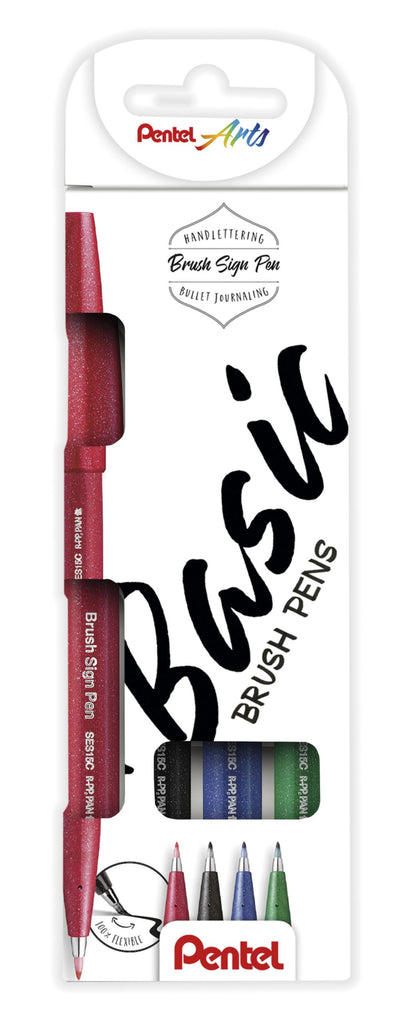 Pentel - Estuche 4 Brush Sign Pen - Basic