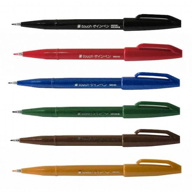 Pentel - Set 24 Brush Sign Pen - Puntal Pincel