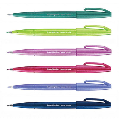 Pentel - Set 24 Brush Sign Pen - Puntal Pincel